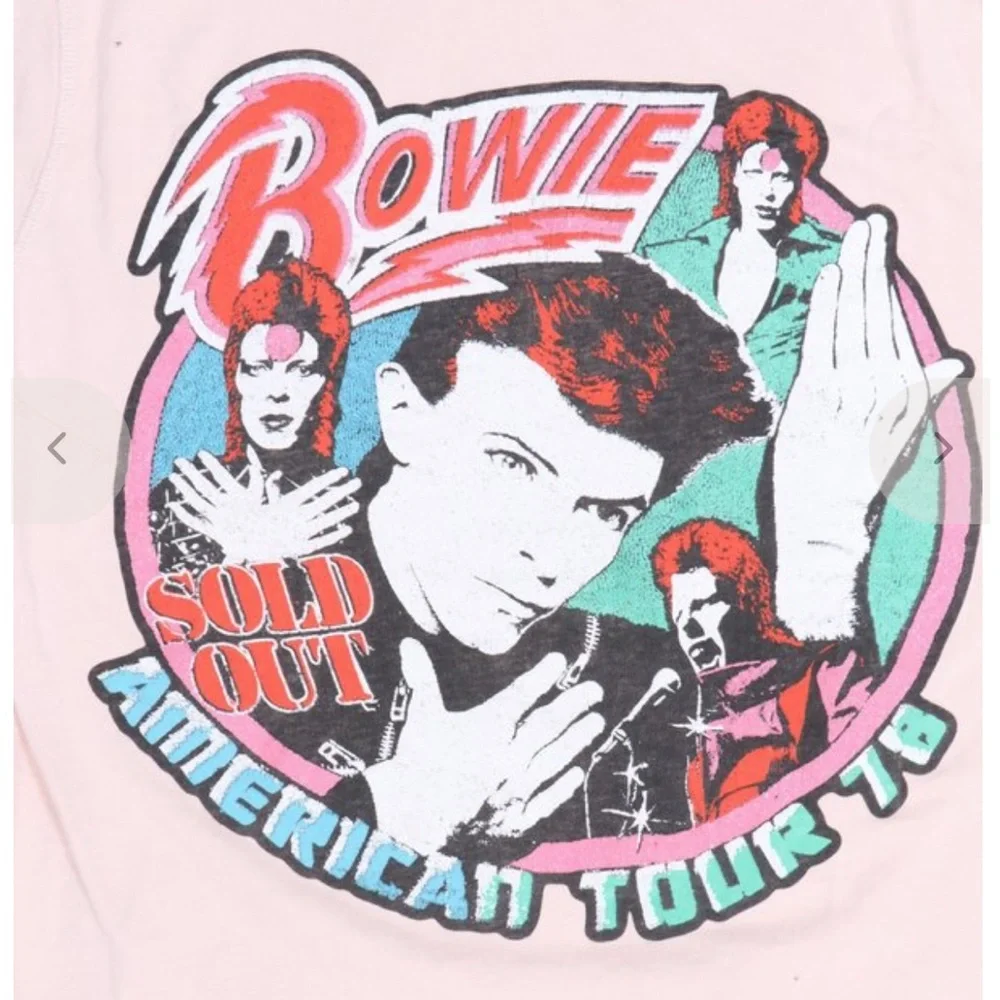 MadeWorn 70’s David Bowie American Tour ’74 Distressed Graphic Tee Shirt Size XS - Picture 7 of 9
